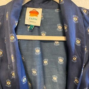 FARM Rio Blue and Gold Floral Robe